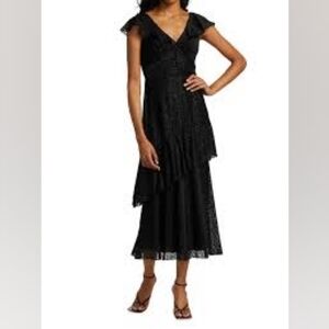 ML Monique Lhuillier Velvet Ruffle Dress size 6